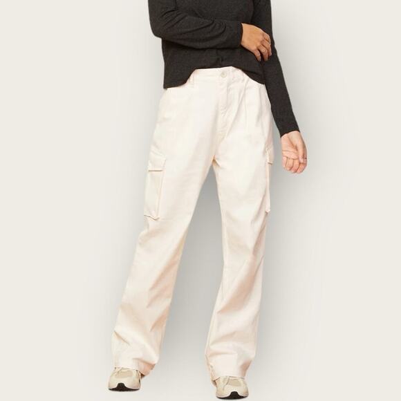 NWT | Monrow | Utility Wide Leg Pants | Off White | 29 Inch Waist Medium - Picture 1 of 14